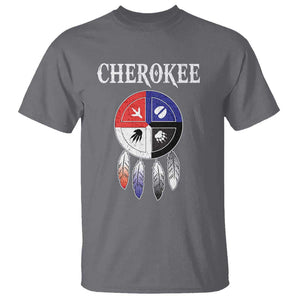 Cherokee T Shirt Native American Tribes Medicine Wheel Dreamcatcher Spirit Animal Paws TS11 Charcoal Print Your Wear