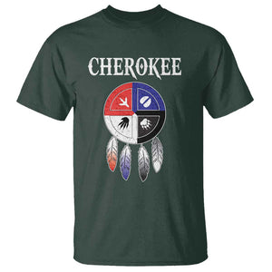 Cherokee T Shirt Native American Tribes Medicine Wheel Dreamcatcher Spirit Animal Paws TS11 Dark Forest Green Print Your Wear