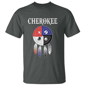 Cherokee T Shirt Native American Tribes Medicine Wheel Dreamcatcher Spirit Animal Paws TS11 Dark Heather Print Your Wear