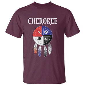 Cherokee T Shirt Native American Tribes Medicine Wheel Dreamcatcher Spirit Animal Paws TS11 Maroon Print Your Wear