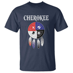 Cherokee T Shirt Native American Tribes Medicine Wheel Dreamcatcher Spirit Animal Paws TS11 Navy Print Your Wear