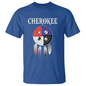 Cherokee T Shirt Native American Tribes Medicine Wheel Dreamcatcher Spirit Animal Paws TS11 Royal Blue Print Your Wear