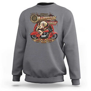 Native American Rider Sweatshirt American Indian Legendary Motorcycle Vintage Pin Up Girl TS11 Charcoal Print Your Wear