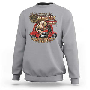 Native American Rider Sweatshirt American Indian Legendary Motorcycle Vintage Pin Up Girl TS11 Sport Gray Print Your Wear