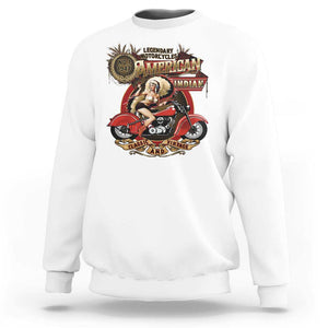 Native American Rider Sweatshirt American Indian Legendary Motorcycle Vintage Pin Up Girl TS11 White Print Your Wear