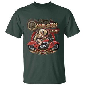 Native American Rider T Shirt American Indian Legendary Motorcycle Vintage Pin Up Girl TS11 Dark Forest Green Print Your Wear