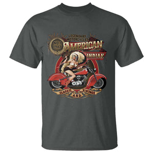 Native American Rider T Shirt American Indian Legendary Motorcycle Vintage Pin Up Girl TS11 Dark Heather Print Your Wear