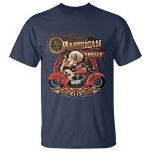 Native American Rider T Shirt American Indian Legendary Motorcycle Vintage Pin Up Girl TS11 Navy Print Your Wear