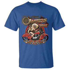 Native American Rider T Shirt American Indian Legendary Motorcycle Vintage Pin Up Girl TS11 Royal Blue Print Your Wear