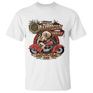 Native American Rider T Shirt American Indian Legendary Motorcycle Vintage Pin Up Girl TS11 White Print Your Wear