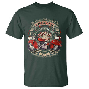 Native American Rider T Shirt American Indian Legendary Motorcycle Vintage Biker TS11 Dark Forest Green Print Your Wear