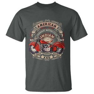 Native American Rider T Shirt American Indian Legendary Motorcycle Vintage Biker TS11 Dark Heather Print Your Wear