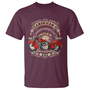 Native American Rider T Shirt American Indian Legendary Motorcycle Vintage Biker TS11 Maroon Print Your Wear