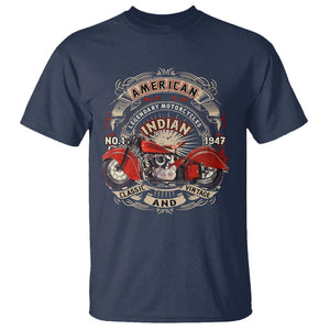 Native American Rider T Shirt American Indian Legendary Motorcycle Vintage Biker TS11 Navy Print Your Wear