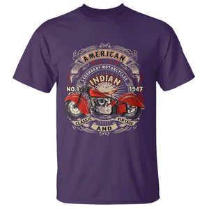 Native American Rider T Shirt American Indian Legendary Motorcycle Vintage Biker TS11 Purple Print Your Wear