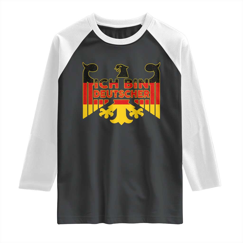 Proud Germany Raglan Shirt Ich Bin Deutscher Bundesadler Coat of Arms TS11 Black White Print Your Wear