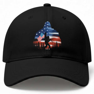 Funny Bigfoot Night Stroll American Flag Baseball Cap Patriotic 4th July TS11 Print Your Wear