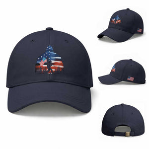 Funny Bigfoot Night Stroll American Flag Baseball Cap Patriotic 4th July TS11 Baseball Cap Universal Fit Navy Print Your Wear