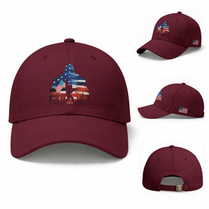 Funny Bigfoot Night Stroll American Flag Baseball Cap Patriotic 4th July TS11 Baseball Cap Universal Fit Maroon Print Your Wear