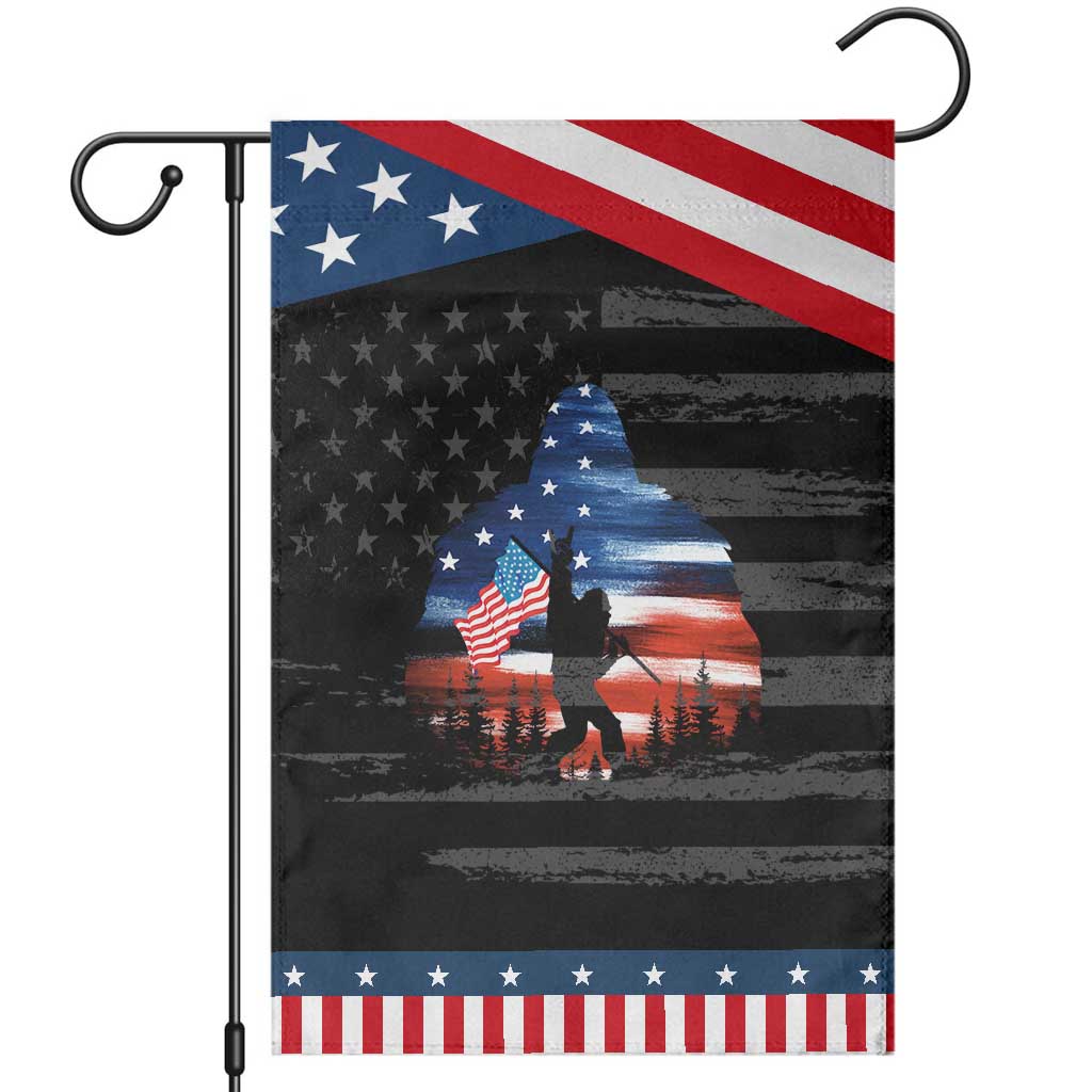 Funny Bigfoot Night Stroll American Flag Patriotic Garden Flag Patriotic 4th July TS11 Distressed Black Blue Print Your Wear