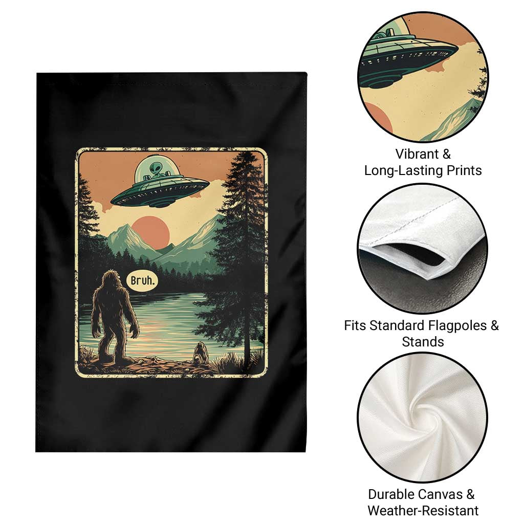 Funny Bigfoot Sasquatch Alien Spaceship UFO Introvert Bruh Garden Flag TS11 Print Your Wear