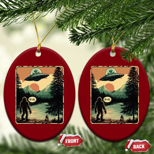 Funny Bigfoot Sasquatch Alien Spaceship UFO Introvert Bruh Ceramic Ornament TS11 Print Your Wear