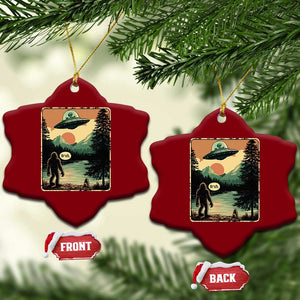 Funny Bigfoot Sasquatch Alien Spaceship UFO Introvert Bruh Ceramic Ornament TS11 Print Your Wear