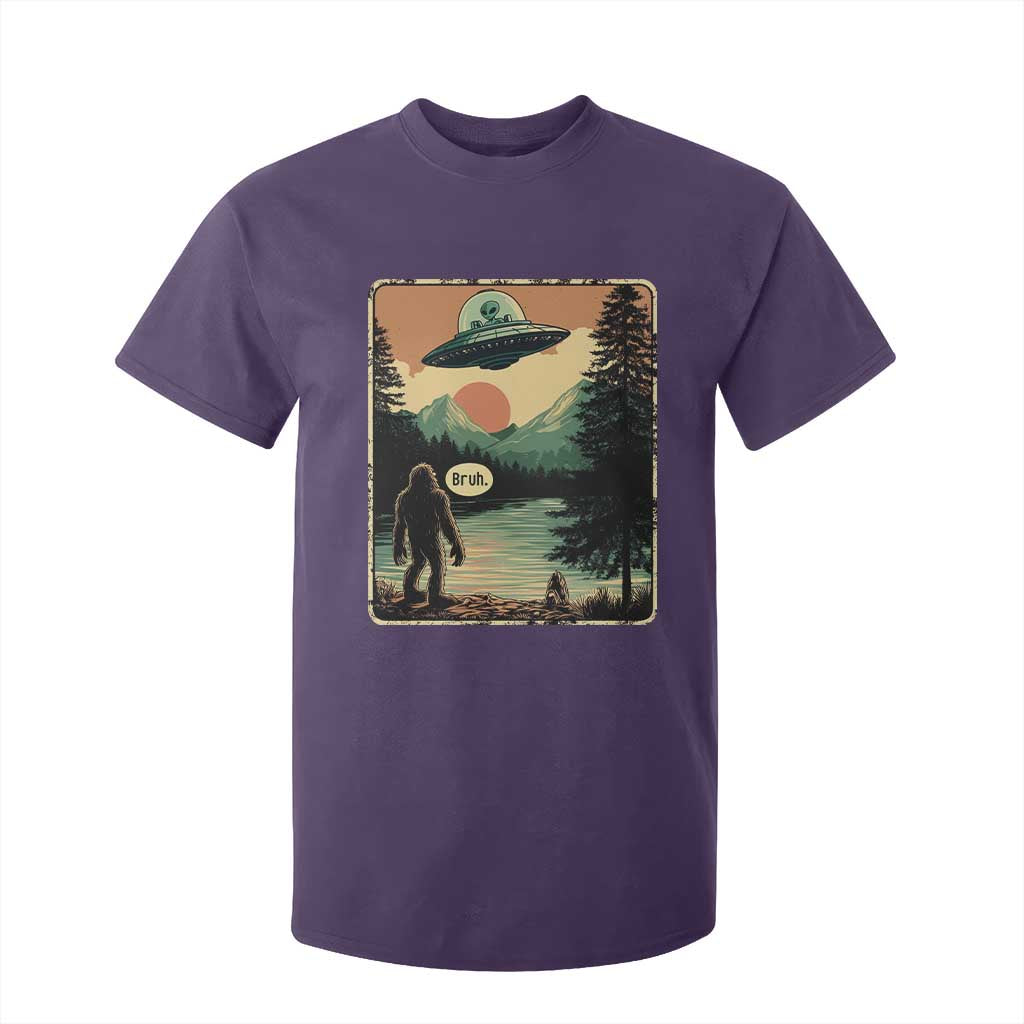 Funny Bigfoot Sasquatch Alien Spaceship UFO Introvert Bruh T Shirt For Kid TS11 Purple Print Your Wear