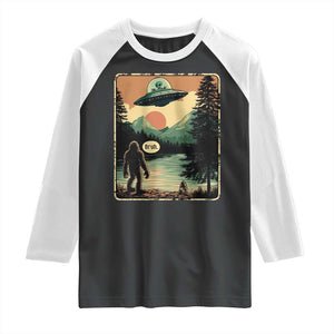 Funny Bigfoot Sasquatch Alien Spaceship UFO Introvert Bruh Raglan Shirt TS11 Black White Print Your Wear