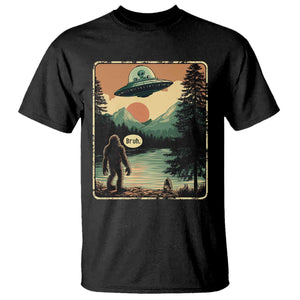 Funny Bigfoot Sasquatch Alien Spaceship UFO Introvert Bruh T Shirt TS11 Black Print Your Wear