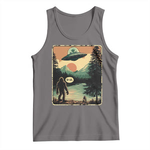 Funny Bigfoot Sasquatch Alien Spaceship UFO Introvert Bruh Tank Top TS11 Deep Heather Print Your Wear