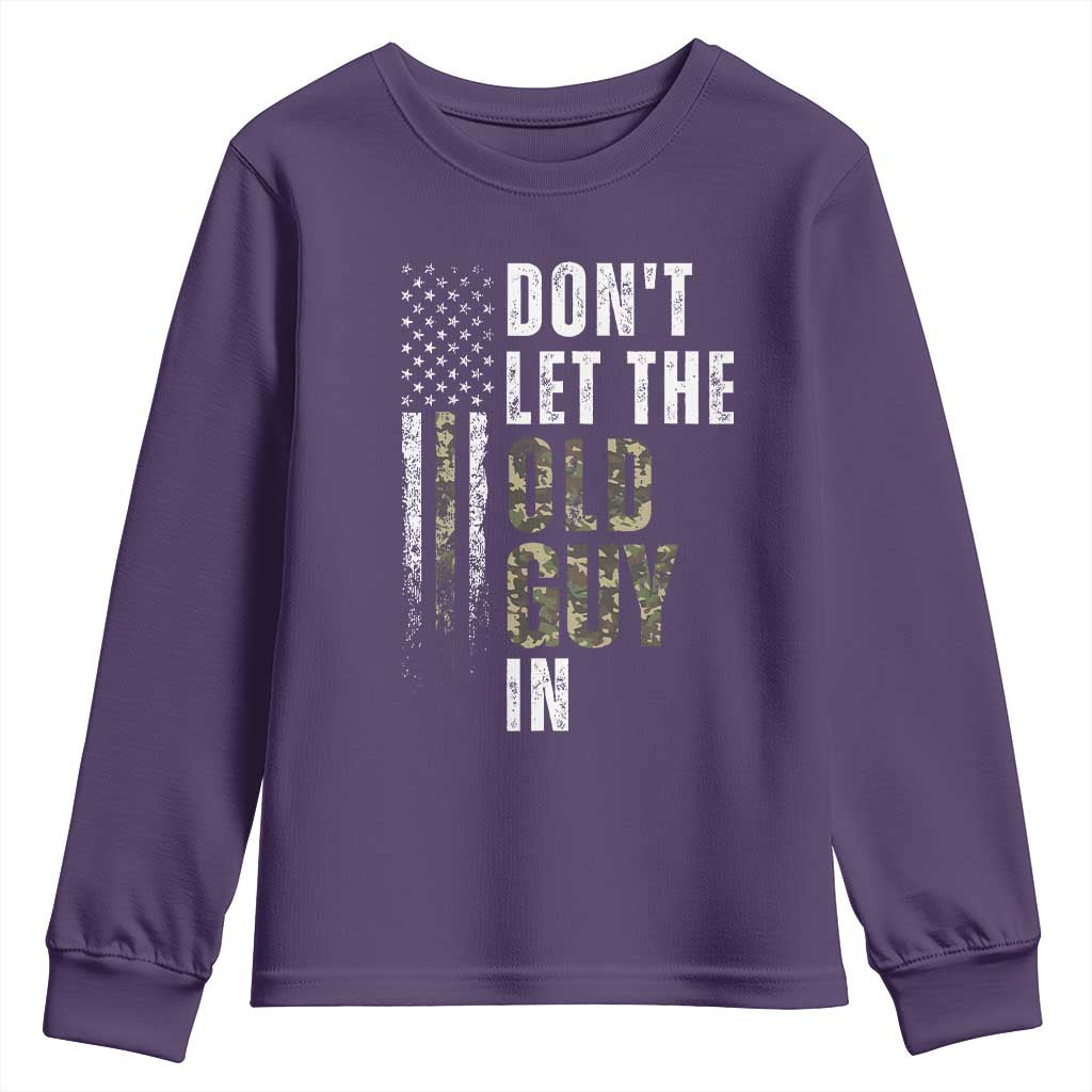 Funny Dont Let The Old Guy In Youth Sweatshirt Vintage Camo American Flag TS11 Purple Print Your Wear
