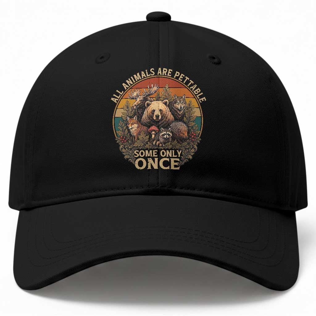 All Animals Are Pettable Some Only Once Baseball Cap Retro Wild Animals TS11 Print Your Wear