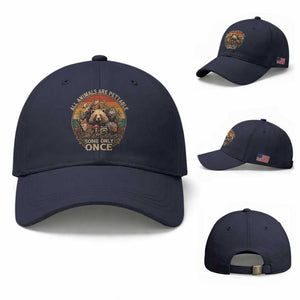 All Animals Are Pettable Some Only Once Baseball Cap Retro Wild Animals TS11 Baseball Cap Universal Fit Navy Print Your Wear