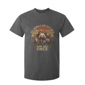 All Animals Are Pettable Some Only Once T Shirt For Kid Retro Wild Animals TS11 Dark Heather Print Your Wear