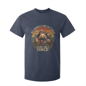 All Animals Are Pettable Some Only Once T Shirt For Kid Retro Wild Animals TS11 Navy Print Your Wear