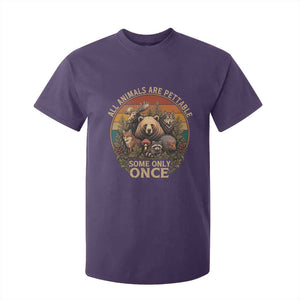 All Animals Are Pettable Some Only Once T Shirt For Kid Retro Wild Animals TS11 Purple Print Your Wear
