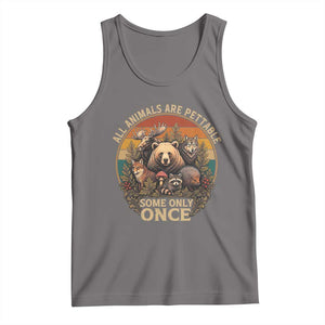 All Animals Are Pettable Some Only Once Tank Top Retro Wild Animals TS11 Deep Heather Print Your Wear