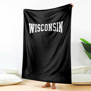 Wisconsin Vintage Athletic Sports Design Throw Blanket WI State Wisconsinan Gift