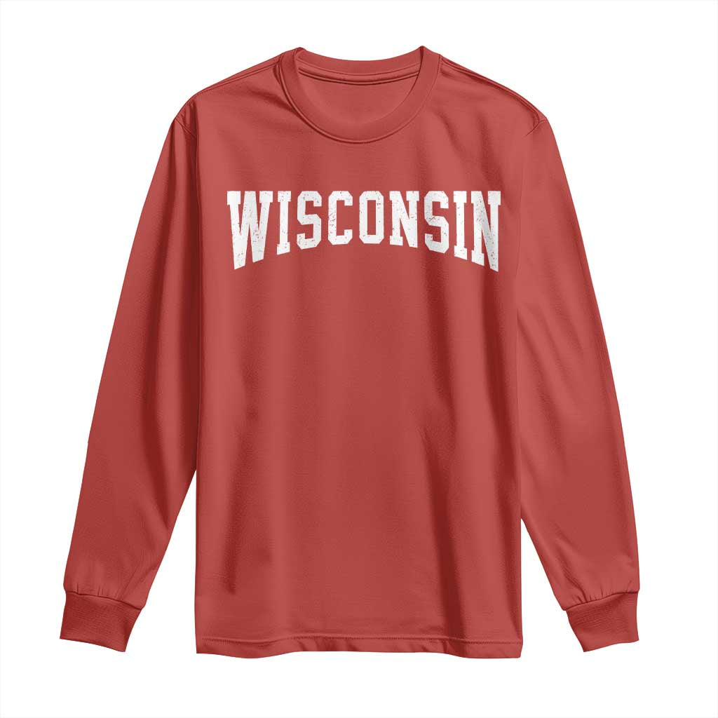 Wisconsin Vintage Athletic Sports Design Long Sleeve Shirt WI State Wisconsinan Gift