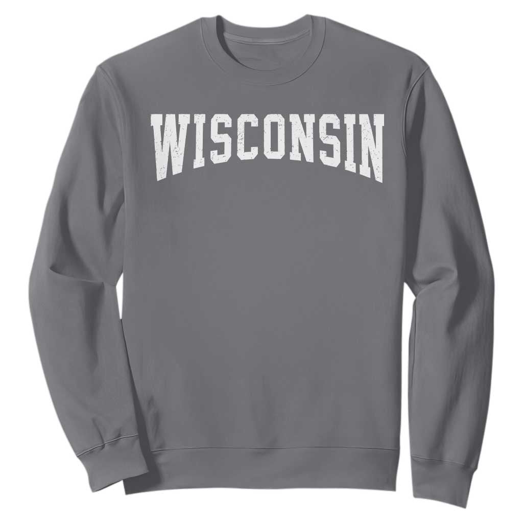Wisconsin Vintage Athletic Sports Design Sweatshirt WI State Wisconsinan Gift