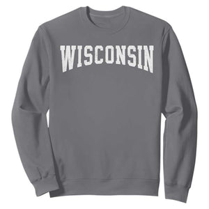 Wisconsin Vintage Athletic Sports Design Sweatshirt WI State Wisconsinan Gift
