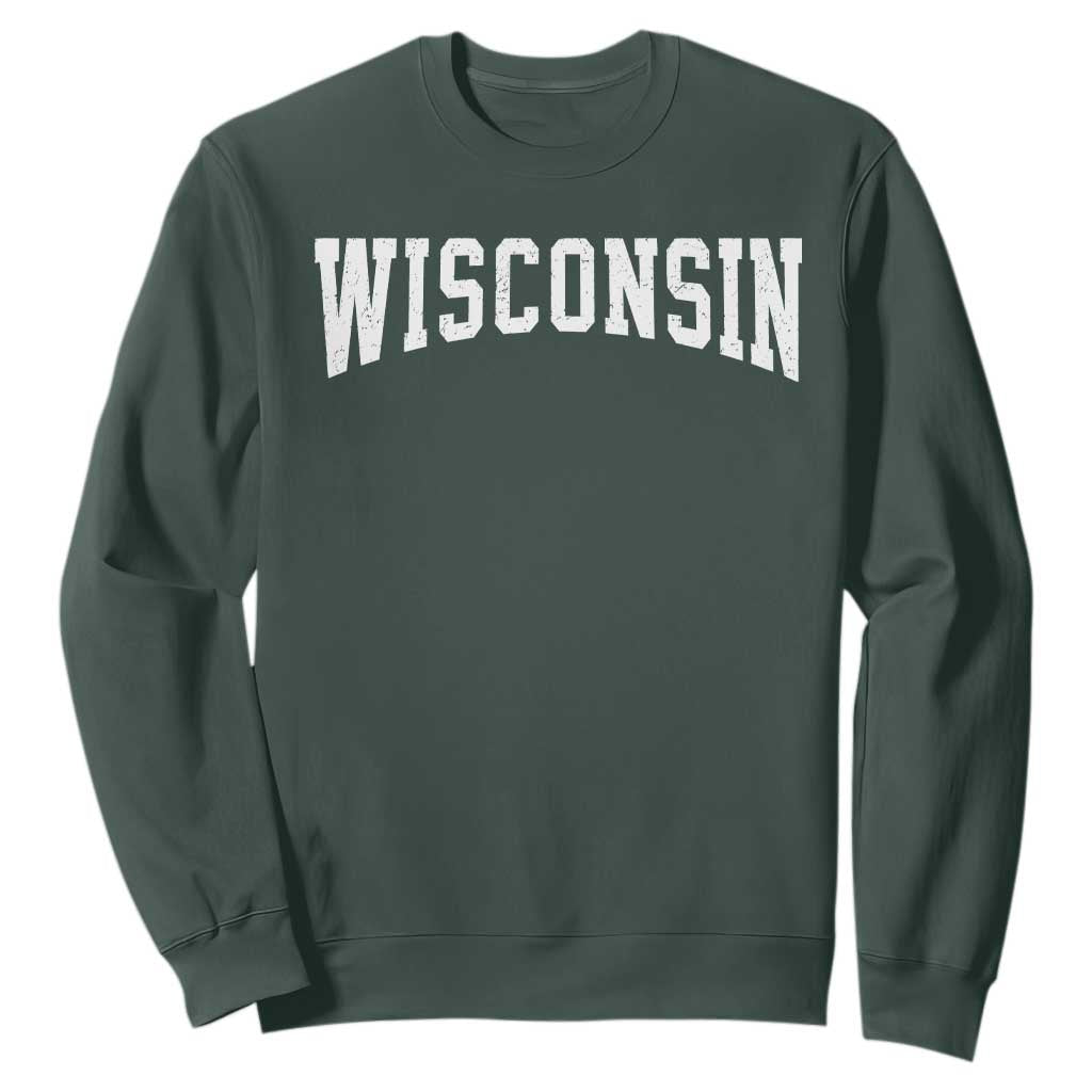 Wisconsin Vintage Athletic Sports Design Sweatshirt WI State Wisconsinan Gift