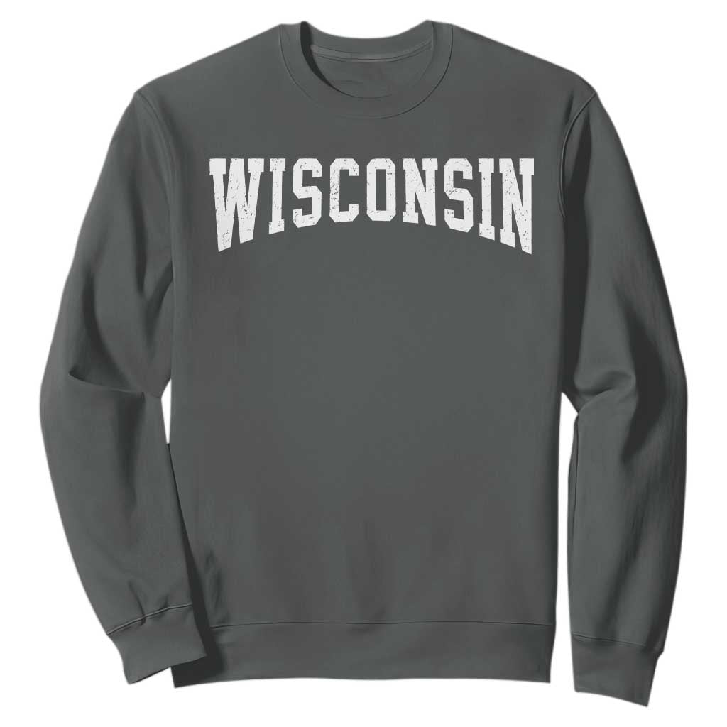 Wisconsin Vintage Athletic Sports Design Sweatshirt WI State Wisconsinan Gift