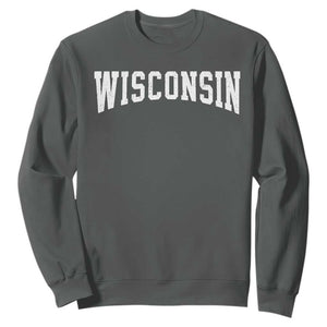 Wisconsin Vintage Athletic Sports Design Sweatshirt WI State Wisconsinan Gift