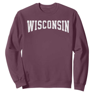 Wisconsin Vintage Athletic Sports Design Sweatshirt WI State Wisconsinan Gift