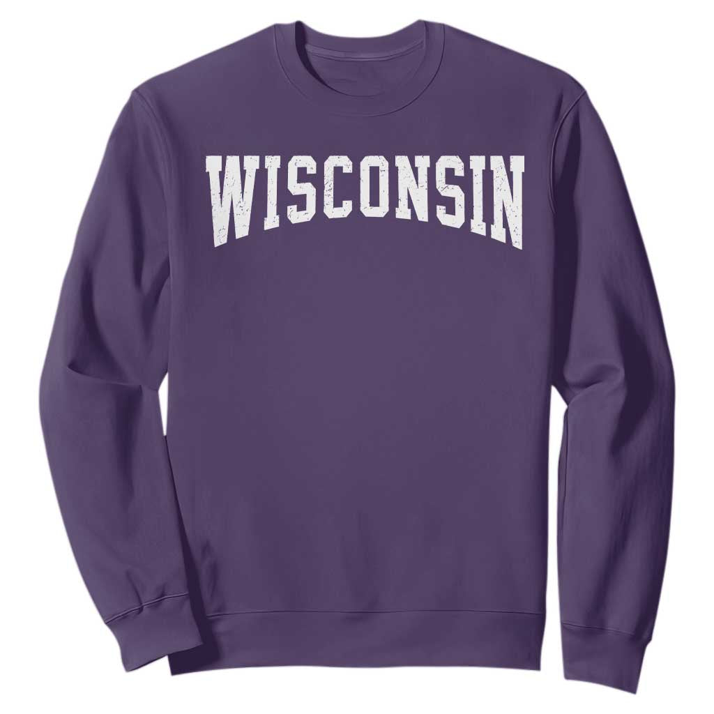 Wisconsin Vintage Athletic Sports Design Sweatshirt WI State Wisconsinan Gift