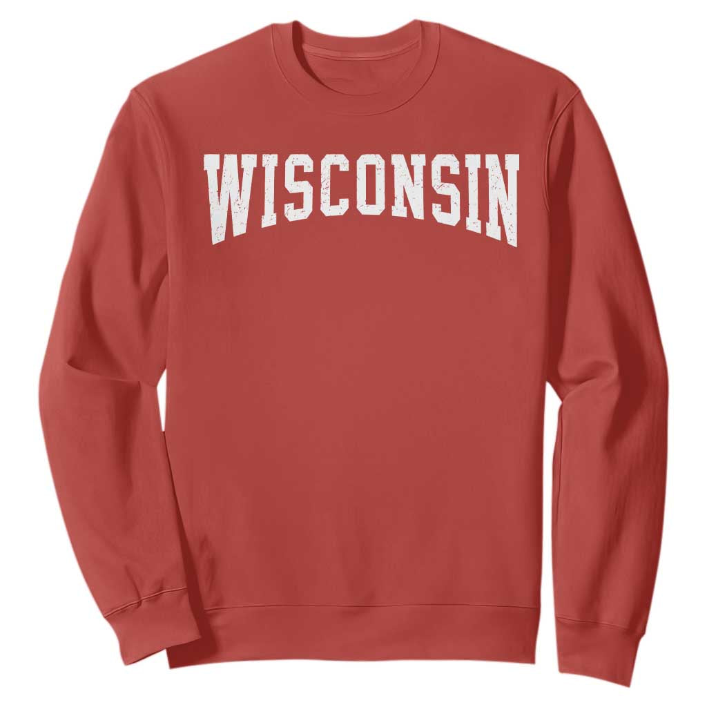 Wisconsin Vintage Athletic Sports Design Sweatshirt WI State Wisconsinan Gift