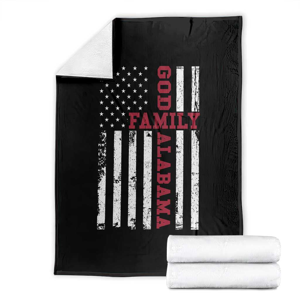 God Family Alabama Throw Blanket AL Game Day Christian American Flag
