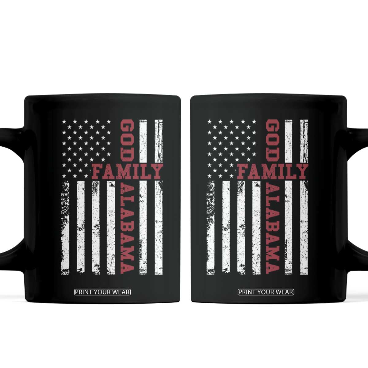 God Family Alabama Coffee Mug AL Game Day Christian American Flag